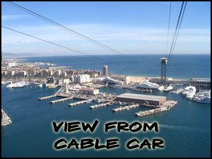 View of Barcelona Harbor and Sea from cable car