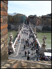 View of Ponte Sant' ANgelo from Castel Sant' Angelo